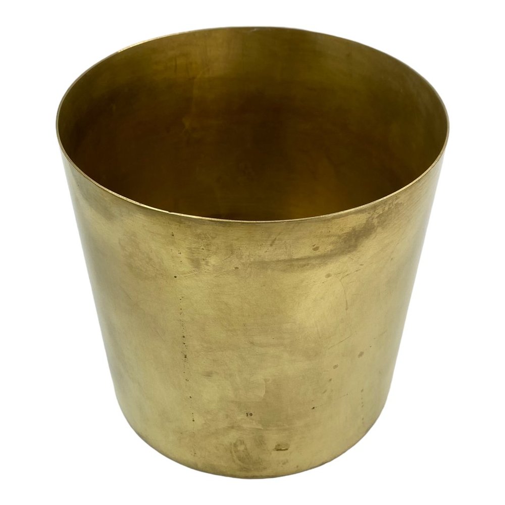 Metal Planter Plant Pot with Brushed Brass Finish